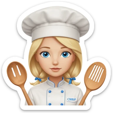 Sexy Long Blonde hair blue eyed female chef sticker