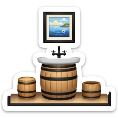 sink on a barrel bathroom sticker