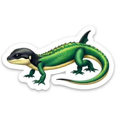Orca-dragon-reptile-reptilian-lizard-skink-gecko-hybrid full body, two legs, arms, tail sticker