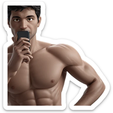 topless selfie of muscular male sticker