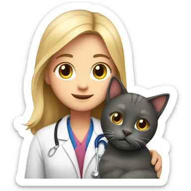 cat cuddles veterinarian girl sticker