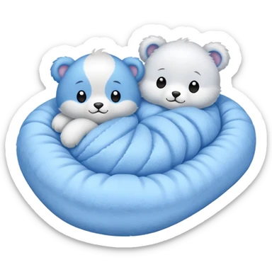 Two stitches snuggling in bed  sticker