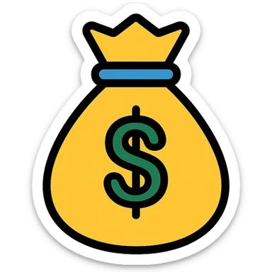money bag icon, simple, clear, modern icon style sticker