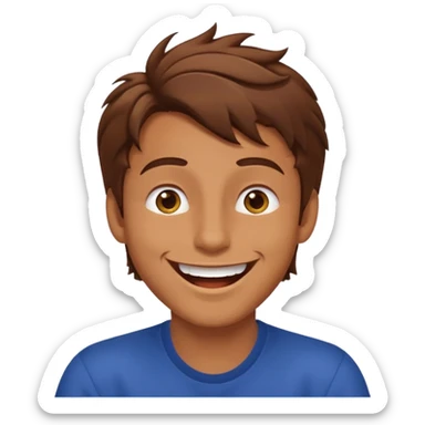 Color de piel moreno los ojos ke sean de estrella riéndose y pelo café hombre  el pelo asialado🤩 sticker