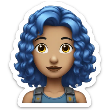 girl with a blue hair look stupid sticker