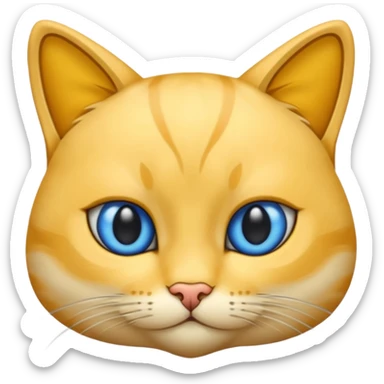 GATO AMARILLO SIN OREJAS VERDES Y OJOS AZULES sticker