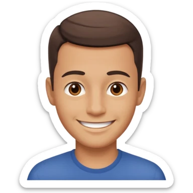clean shaven, short hair, brown eyes, no glasses, medium skin, smiling man sticker