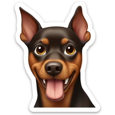Create a brown German pinscher dog with a toothpick in its mouth sticker