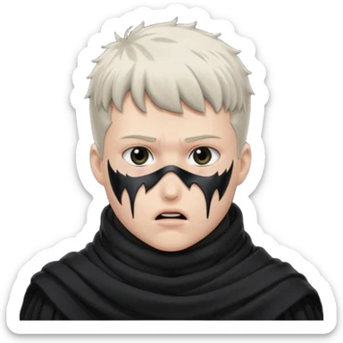 Guts from berserk, head shot, Black thick scarf covering mouth sticker