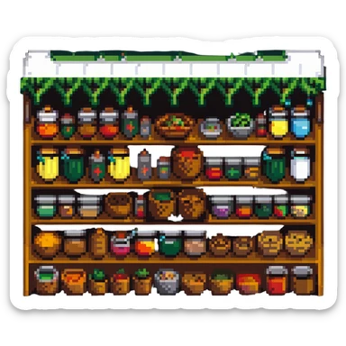 Spice market stall with colorful mounds of different spices sticker
