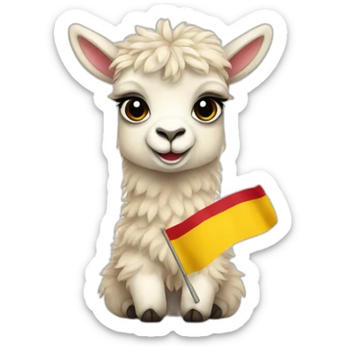 Baby llama with the Spain flag sticker