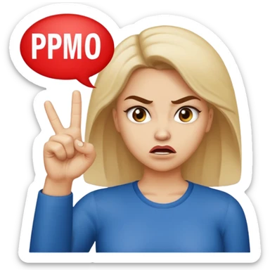 An angry lady with her finger up and the phrase “Don’t PMO” in a speech bubble  sticker