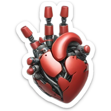 robot human heart hand sticker