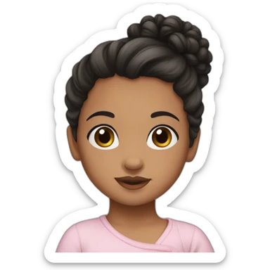 baby girl medium skin with black curly hair in a bun sticker