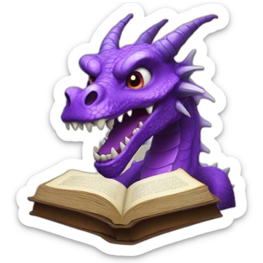 purple dragon head holding book of the dead sticker