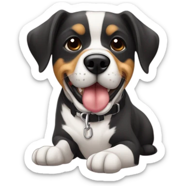 Um cachorro com osso na boca como saruto e cara de mafioso com expressão de intrigado sticker