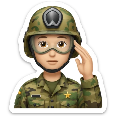 Soldier saluting with helmet + face mask sticker