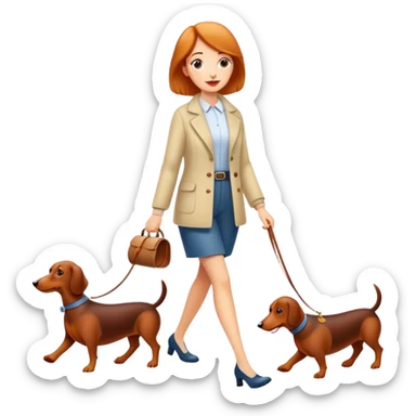 Mum walking two sausage dogs sticker