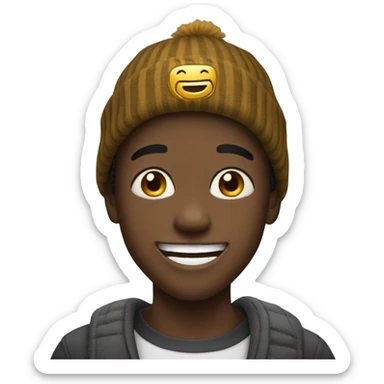 smiling boy in beanie portrait with gold teeth  sticker