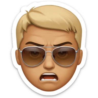 Angry face with sun glasses sticker