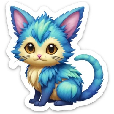 P moe meow meow cute fuzzy realistic Randomly-faerie-drake-colored exotic Fakémon-creature sticker