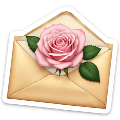 A vintage love letter sealed with golden wax, a single pale pink rose resting on top.
 sticker