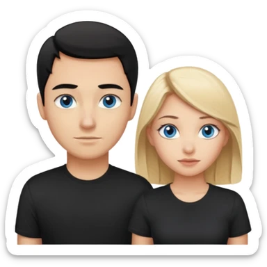 Pretty blonde girl with blue eyes bent over and guy with black hair and brown eyes standing behind her sexually  sticker