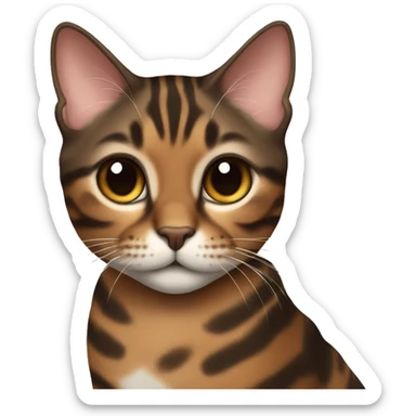 Beautiful woman long dark brown hair hug bengal cat sticker