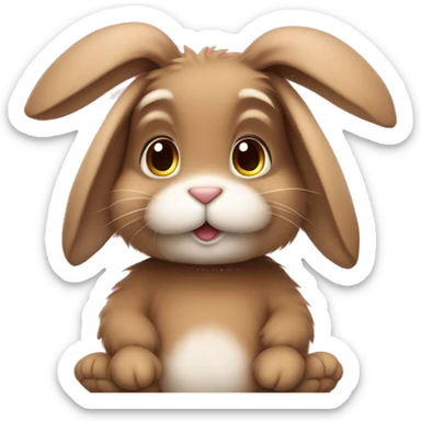 Super Cute girly Fluffy brown bunny rabbit teddy wearing red tshirt sitting  sticker