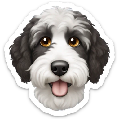 Black and white Aussiedoodle one blu eye, one brown eye  sticker