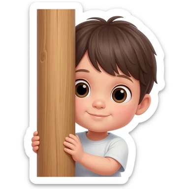 Innocent eyes while hiding behind a pole and peeking its head out sticker