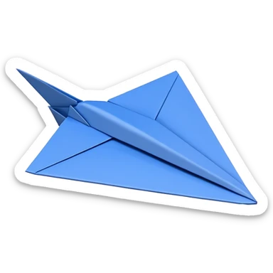 3D render of Paper Airplane made entirely of folded origami paper, sharp creases, cardboard texture, matte finish, visible paper grain, craft aesthetic,  emoji style, isolated on white background --v 6.0 sticker