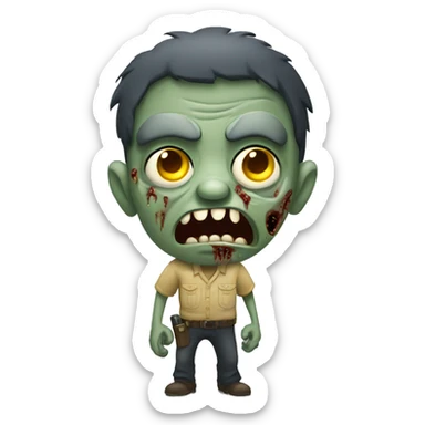 one veteran Zombie with yellow eyes growling  sticker