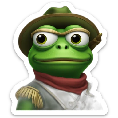 Pepe the frog with musket and eye patch sticker