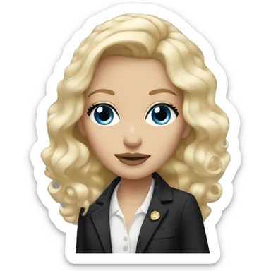 blonde girl blue eyes with chanel blazer sticker