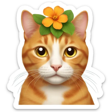 Ginger Cat with a flower on its head sticker