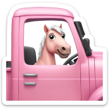pink horse driving truck sticker