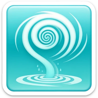 a Tiny compressed Stylized light-turquoise wind tornado symbol inside a pastel gradient white square icon, light turquoise borders sticker