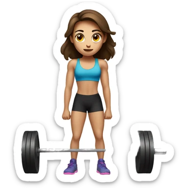 girl with brown hair and brown eyes doing Deadlift exercise sticker