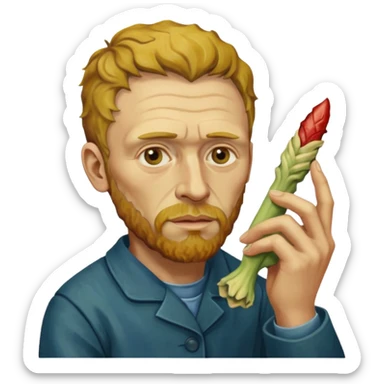 van gogh holding an ear in his hand sticker