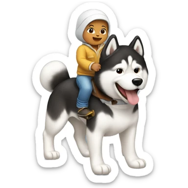Baby riding a malamute sticker