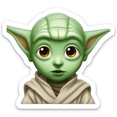 baby boy with big eyes and similar to baby yoda sticker
