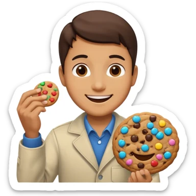 Kurt handing out a chocolate chip cookie sticker