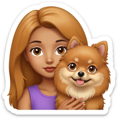 Same girl holding a pomeranian sticker