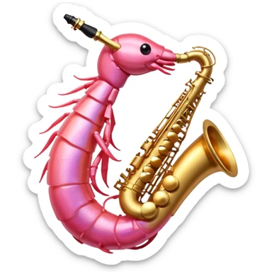 Shrimp playing saxophone sticker