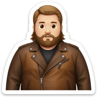 Long hair fat men with beard in leather jacket sticker