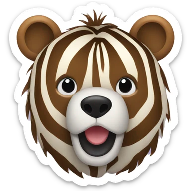 a bear top half with a zebra bottom half sticker