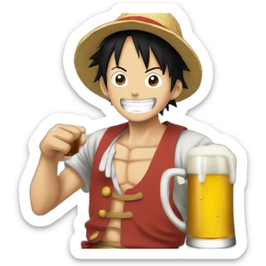 Luffy en train de boire une bière sticker