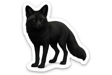 digital illustration of a black fox, no background sticker