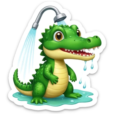 baby crocodile is showing under the shower  sticker